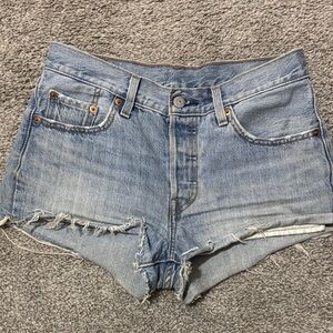 Levi's Light Blue Distressed Jean Shorts
